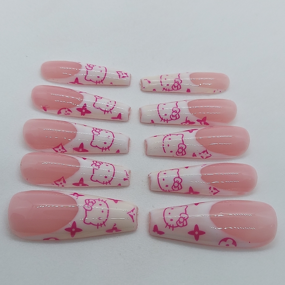 Hello Kitty French Press on Nails
